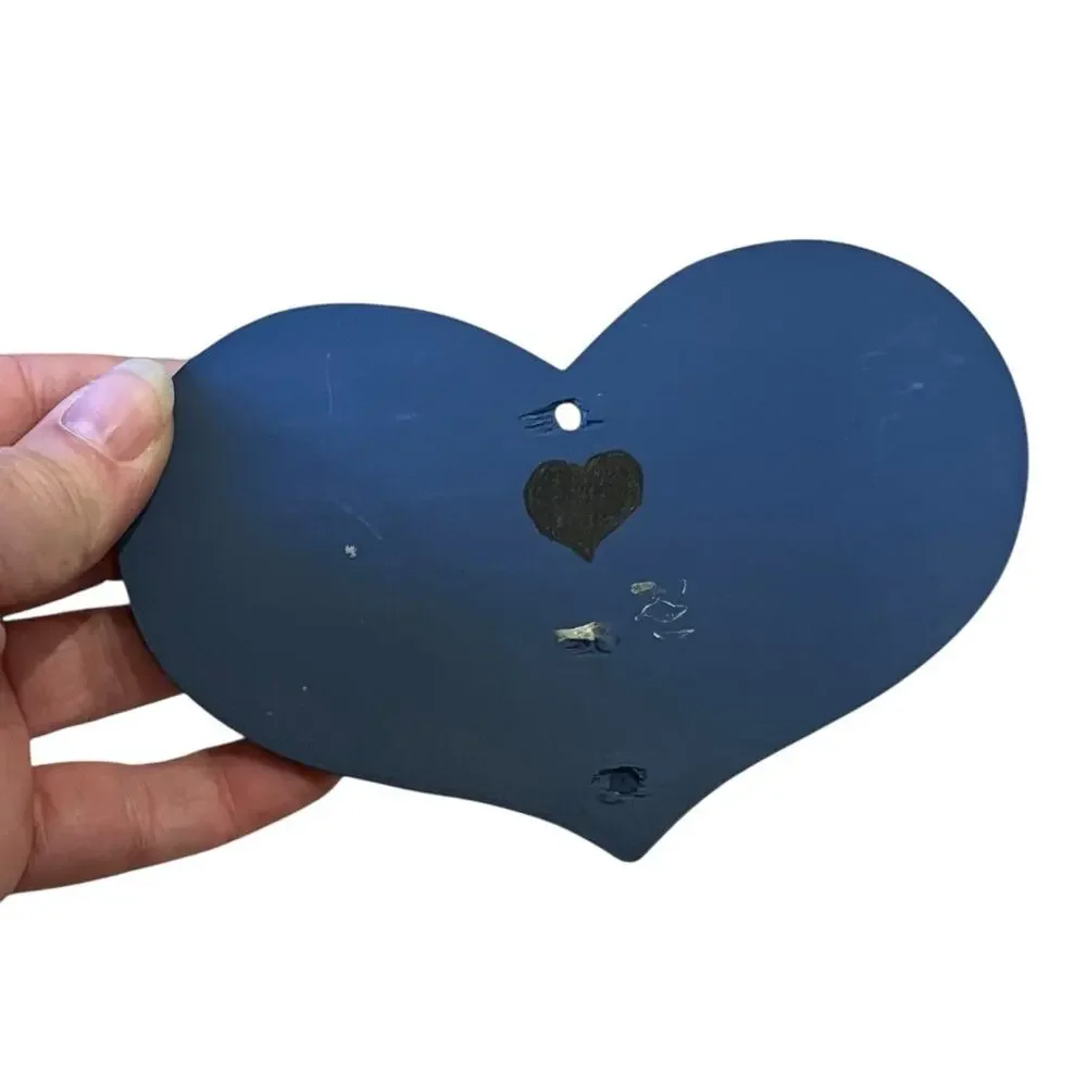 2 Mini Blue WWood Hearts Shelf With Hooks Pegs Country Cottage Granny